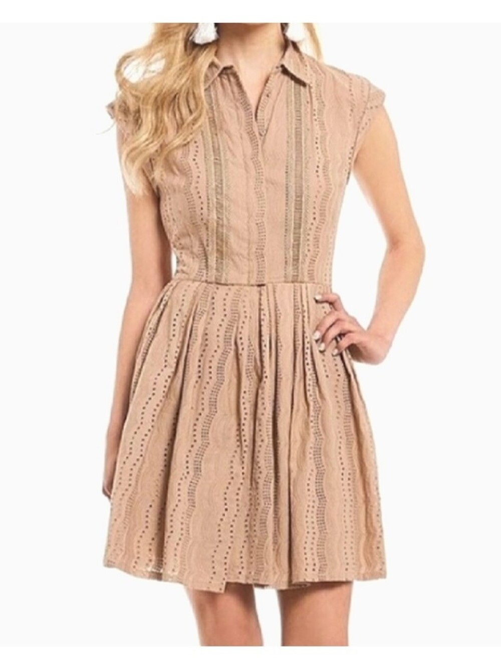 Light Taupe Eyelet Dress - A Love A